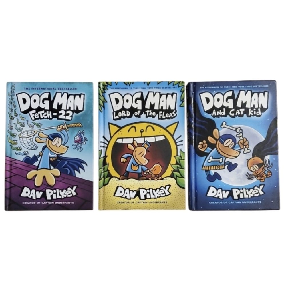 Dog Man Set Of‎ 3 Hardcover Graphic Novel Books By Dav Pilkey